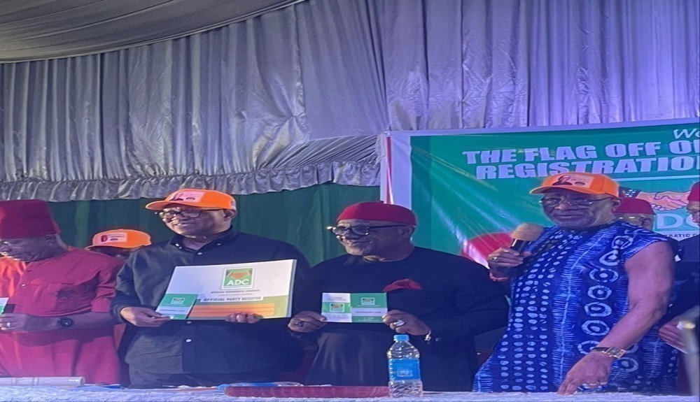 Peter Obi officially picks up ADC membership card in Anambra